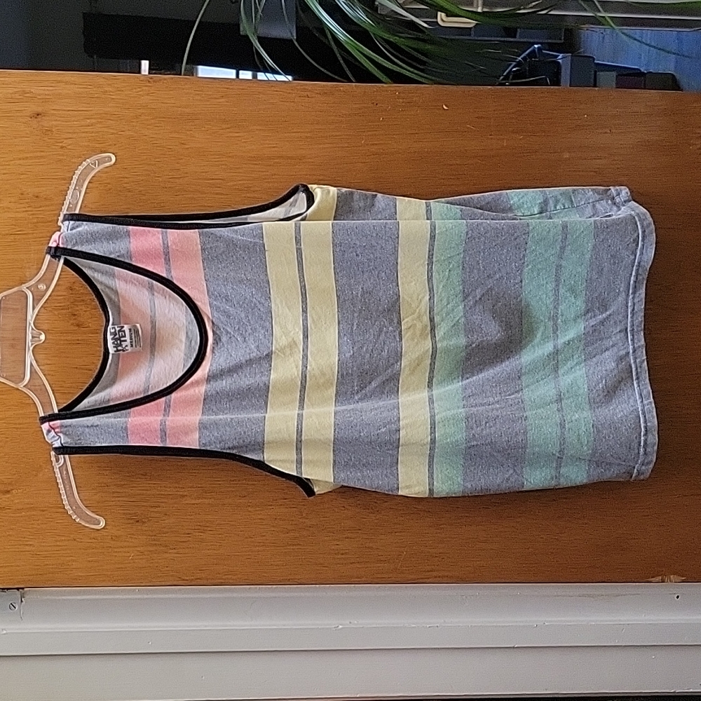 Hangten Men's Multicolor Stripe Tank Top Size M